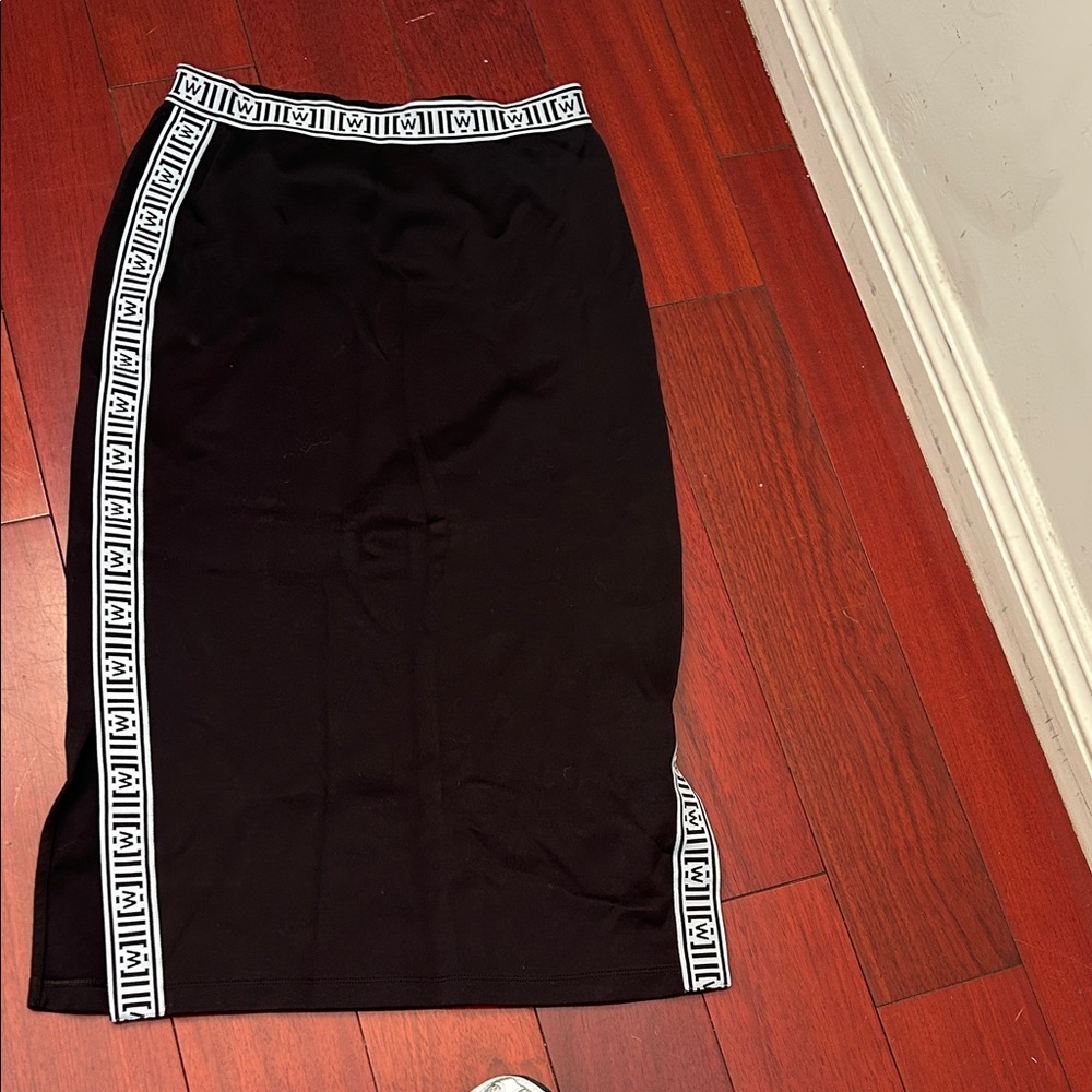Wolford Black Pencil Skirt with White Patterned Trim